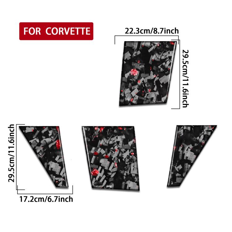 4pcs/Set Forged Gold Foil Carbon Fiber Car Roof Camera Sides Decorative Sticker for Chevrolet Corvette C8 2020-, Left and Right Driver, Roof Camera Sides