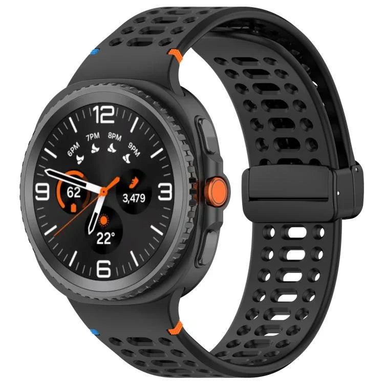 xDfind Magnetic Black Buckle Silicone Watch Band, For Samsung Galaxy Watch8 / Watch8 Classic
