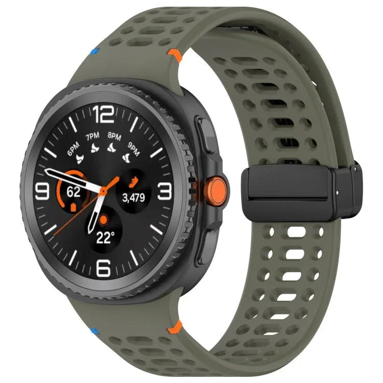 xDfind Magnetic Black Buckle Silicone Watch Band, For Samsung Galaxy Watch8 / Watch8 Classic