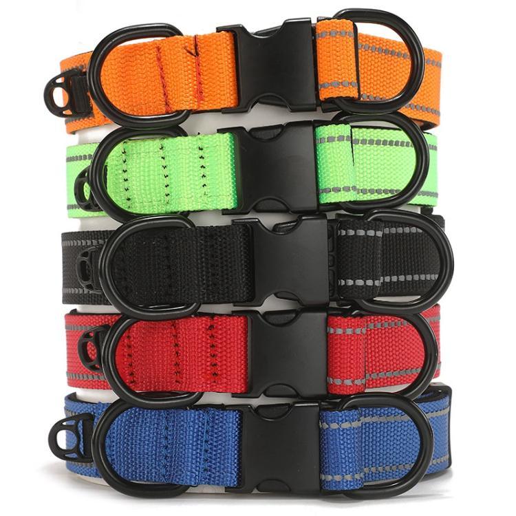 Pet Reflective Collar Nylon Black Buckle, S, M, L, Nylon Collar, S, Nylon Collar, M, Nylon Collar, L