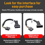 2pcs Computer Motherboard USB3.0 Adapter Cable, 20 Pin Male to 9 Pin Female, 9 Pin Male to 20 Pin Female