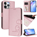 Litter Panda Embossing RFID Leather Phone Case with Lanyard, For iPhone 17e / 16e, For iPhone 17 Pro Max, For iPhone 17 Pro, For iPhone 17, For iPhone Air, For iPhone 16 Pro Max, For iPhone 16 Pro, For iPhone 16 Plus