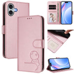 Litter Panda Embossing RFID Leather Phone Case with Lanyard, For iPhone 17e / 16e, For iPhone 17 Pro Max, For iPhone 17 Pro, For iPhone 17, For iPhone Air, For iPhone 16 Pro Max, For iPhone 16 Pro, For iPhone 16 Plus