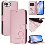 Litter Panda Embossing RFID Leather Phone Case with Lanyard, For iPhone 17e / 16e, For iPhone 17 Pro Max, For iPhone 17 Pro, For iPhone 17, For iPhone Air, For iPhone 16 Pro Max, For iPhone 16 Pro, For iPhone 16 Plus