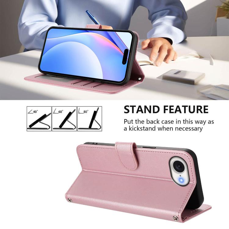 Litter Panda Embossing RFID Leather Phone Case with Lanyard, For iPhone 17e / 16e, For iPhone 17 Pro Max, For iPhone 17 Pro, For iPhone 17, For iPhone Air, For iPhone 16 Pro Max, For iPhone 16 Pro, For iPhone 16 Plus