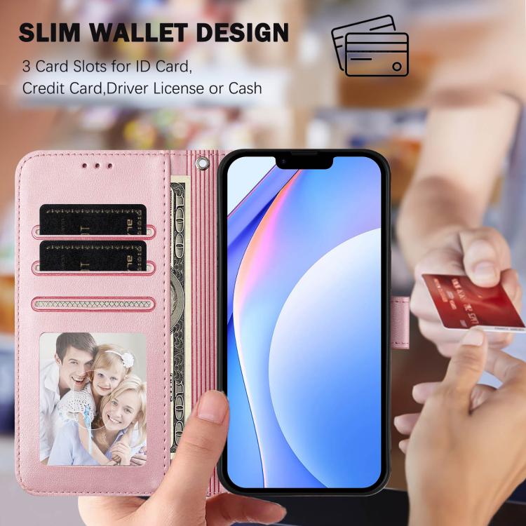 Litter Panda Embossing RFID Leather Phone Case with Lanyard, For iPhone 17e / 16e, For iPhone 17 Pro Max, For iPhone 17 Pro, For iPhone 17, For iPhone Air, For iPhone 16 Pro Max, For iPhone 16 Pro, For iPhone 16 Plus