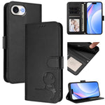 Litter Panda Embossing RFID Leather Phone Case with Lanyard, For iPhone 17e / 16e, For iPhone 17 Pro Max, For iPhone 17 Pro, For iPhone 17, For iPhone Air, For iPhone 16 Pro Max, For iPhone 16 Pro, For iPhone 16 Plus