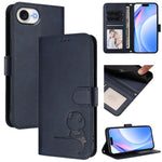 Litter Panda Embossing RFID Leather Phone Case with Lanyard, For iPhone 17e / 16e, For iPhone 17 Pro Max, For iPhone 17 Pro, For iPhone 17, For iPhone Air, For iPhone 16 Pro Max, For iPhone 16 Pro, For iPhone 16 Plus