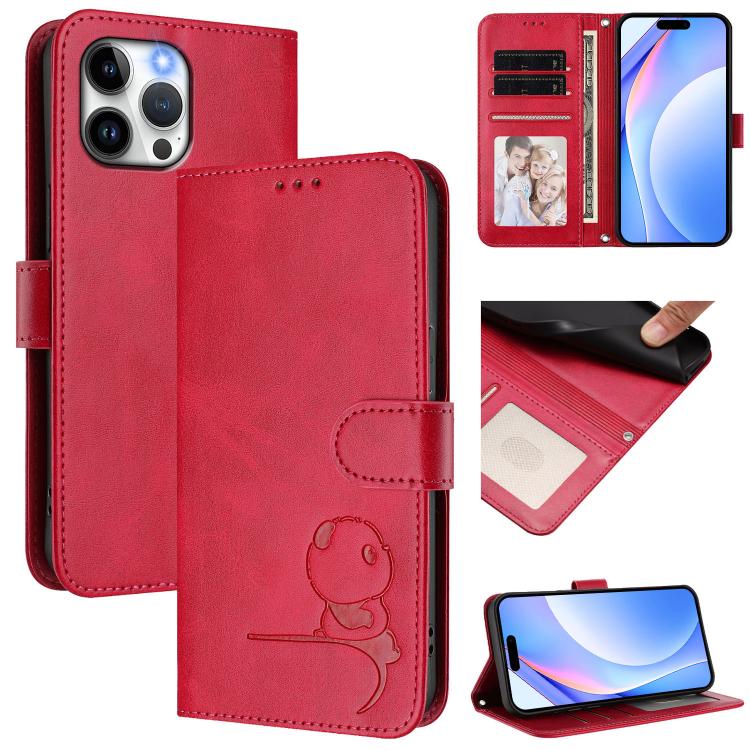Litter Panda Embossing RFID Leather Phone Case with Lanyard, For iPhone 14 Pro Max, For iPhone SE 2022 / 2020 / 8 / 7, For iPhone 13 Pro Max, For iPhone 13 Pro, For iPhone 13 mini, For iPhone 12 / 12 Pro, For iPhone 12 Pro Max, For iPhone 12 mini