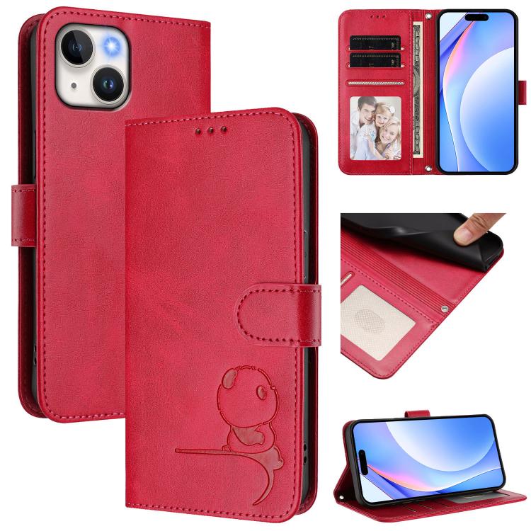 Litter Panda Embossing RFID Leather Phone Case with Lanyard, For iPhone 14 Pro Max, For iPhone SE 2022 / 2020 / 8 / 7, For iPhone 13 Pro Max, For iPhone 13 Pro, For iPhone 13 mini, For iPhone 12 / 12 Pro, For iPhone 12 Pro Max, For iPhone 12 mini