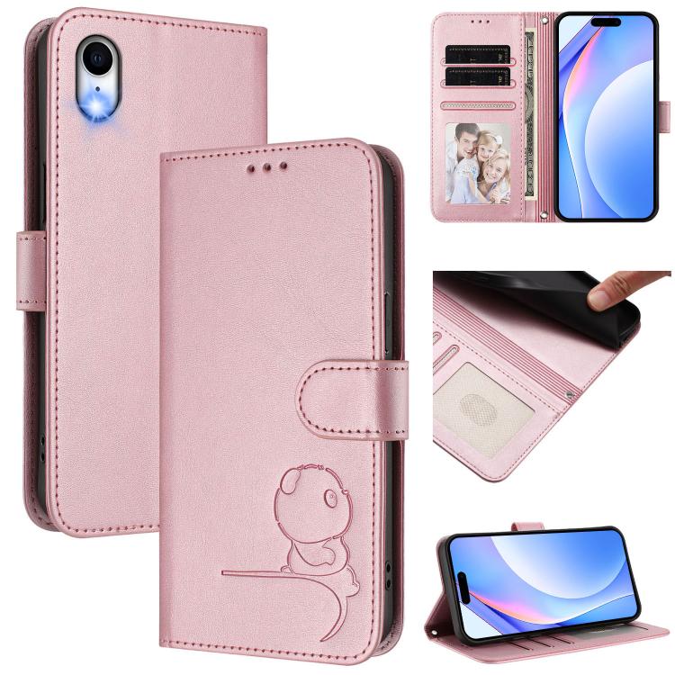 Litter Panda Embossing RFID Leather Phone Case with Lanyard, For iPhone 11 Pro Max, For iPhone 11, For iPhone 11 Pro, For iPhone X / XS, For iPhone XR, For iPhone XS Max, For iPhone 8 Plus / 7 Plus