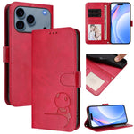Litter Panda Embossing RFID Leather Phone Case with Lanyard, For iPhone 17e / 16e, For iPhone 17 Pro Max, For iPhone 17 Pro, For iPhone 17, For iPhone Air, For iPhone 16 Pro Max, For iPhone 16 Pro, For iPhone 16 Plus