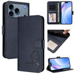 Litter Panda Embossing RFID Leather Phone Case with Lanyard, For iPhone 17e / 16e, For iPhone 17 Pro Max, For iPhone 17 Pro, For iPhone 17, For iPhone Air, For iPhone 16 Pro Max, For iPhone 16 Pro, For iPhone 16 Plus