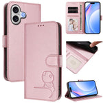 Litter Panda Embossing RFID Leather Phone Case with Lanyard, For iPhone 17e / 16e, For iPhone 17 Pro Max, For iPhone 17 Pro, For iPhone 17, For iPhone Air, For iPhone 16 Pro Max, For iPhone 16 Pro, For iPhone 16 Plus