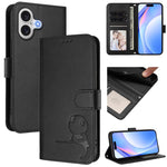 Litter Panda Embossing RFID Leather Phone Case with Lanyard, For iPhone 17e / 16e, For iPhone 17 Pro Max, For iPhone 17 Pro, For iPhone 17, For iPhone Air, For iPhone 16 Pro Max, For iPhone 16 Pro, For iPhone 16 Plus