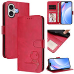 Litter Panda Embossing RFID Leather Phone Case with Lanyard, For iPhone 17e / 16e, For iPhone 17 Pro Max, For iPhone 17 Pro, For iPhone 17, For iPhone Air, For iPhone 16 Pro Max, For iPhone 16 Pro, For iPhone 16 Plus