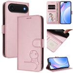 Litter Panda Embossing RFID Leather Phone Case with Lanyard, For iPhone 17e / 16e, For iPhone 17 Pro Max, For iPhone 17 Pro, For iPhone 17, For iPhone Air, For iPhone 16 Pro Max, For iPhone 16 Pro, For iPhone 16 Plus