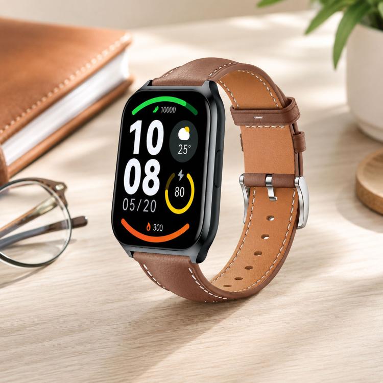 xDfind Flat Head Black Shark Fine Grain Leather Watch Band, 22mm For Xiaomi Watch S3/2 Pro/S2/S1, 22mm For Xiaomi Haylou Watch LS09B / LS05S / LS10, 20mm For Xiaomi Haylou RS4 Plus LS11 / LS12