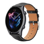 xDfind Flat Head Black Shark Fine Grain Leather Watch Band, 22mm For Amazfit GTR 4/3/3 Pro/Bip6/Bip5, 20mm For Amazfit GTS4 mini/GTS3/2/2E