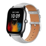 xDfind Flat Head Black Shark Fine Grain Leather Watch Band, 22mm For Amazfit GTR 4/3/3 Pro/Bip6/Bip5, 20mm For Amazfit GTS4 mini/GTS3/2/2E