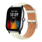 xDfind Flat Head Black Shark Fine Grain Leather Watch Band, 22mm For Amazfit GTR 4/3/3 Pro/Bip6/Bip5, 20mm For Amazfit GTS4 mini/GTS3/2/2E
