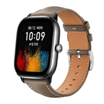 xDfind Flat Head Black Shark Fine Grain Leather Watch Band, 22mm For Amazfit GTR 4/3/3 Pro/Bip6/Bip5, 20mm For Amazfit GTS4 mini/GTS3/2/2E