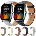 xDfind Flat Head Black Shark Fine Grain Leather Watch Band, 22mm For Amazfit GTR 4/3/3 Pro/Bip6/Bip5, 20mm For Amazfit GTS4 mini/GTS3/2/2E
