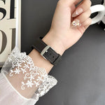 xDfind Flat Head Black Shark Fine Grain Leather Watch Band, 22mm For Fossil Gen 5 Carlyle/Julianna/Garrett