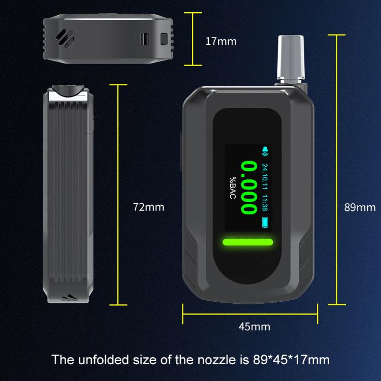 D2000 HD IPS Screen Portable Blow-Type High-Precision Alcohol Content Tester, D2000