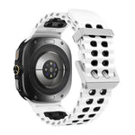Ocean Two Color Dual-Row Hole Silver Buckle Silicone Watch Band, For Samsung Galaxy Watch Ultra / Ultra 2025
