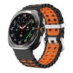 Ocean Two Color Dual-Row Hole Silver Buckle Silicone Watch Band, For Samsung Galaxy Watch Ultra / Ultra 2025