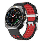 Ocean Two Color Dual-Row Hole Silver Buckle Silicone Watch Band, For Samsung Galaxy Watch Ultra / Ultra 2025