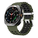 Ocean Two Color Dual-Row Hole Silver Buckle Silicone Watch Band, For Samsung Galaxy Watch Ultra / Ultra 2025
