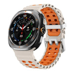 Ocean Two Color Dual-Row Hole Silver Buckle Silicone Watch Band, For Samsung Galaxy Watch Ultra / Ultra 2025