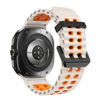 xDfind Black Buckle Ocean Two Color Dual-row Hole Silicone Watch Band, For Samsung Galaxy Watch Ultra 47mm / Ultra 2025, For Samsung Galaxy Watch8 / 8 Classic