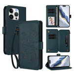 Butterfly Love Flower Multi-card Zipper Wallet Leather Phone Case, For iPhone 16 Pro, For iPhone 16 Plus, For iPhone 16, For iPhone 15 Pro Max, For iPhone 15 Pro, For iPhone 15 Plus