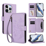 Butterfly Love Flower Multi-card Zipper Wallet Leather Phone Case, For iPhone 16 Pro, For iPhone 16 Plus, For iPhone 16, For iPhone 15 Pro Max, For iPhone 15 Pro, For iPhone 15 Plus