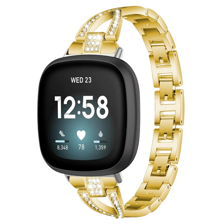 xDfind X-Shaped Single Row Diamond Metal Watch Band, For Fitbit Versa 4 / 3 / Sense 2 / Sense