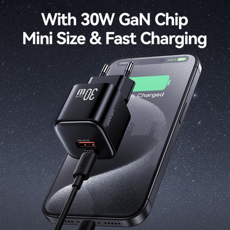 USAMS CC263 30W GaN USB-C / Type-C, USB Dual-port Mini Fast Charger, CC263