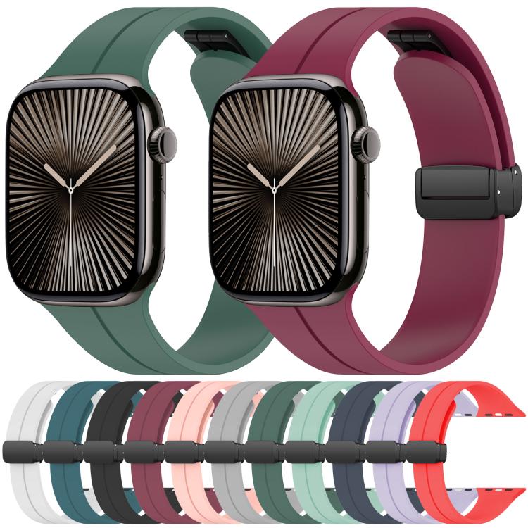 xDfind  Flat Head Groove Folding Black Buckle Silicone Watch Band, For Apple Watch 42 / 44 / 45 / 46 / 49mm, For Apple Watch 38 / 40 / 41 / S10 42mm