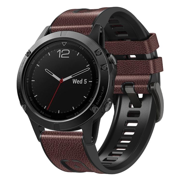 xDfind Leather Skin Silicone Quick Release Watch Band, For Garmin 26mm, For Garmin 22mm