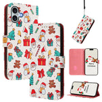 Christmas Series Buckle Leather Phone Case with Hand Strap, For iPhone 17e / 16e, For iPhone 17 Pro Max, For iPhone 17 Pro, For iPhone 17, For iPhone Air, For iPhone 16 Pro Max, For iPhone 16 Pro, For iPhone 16 Plus