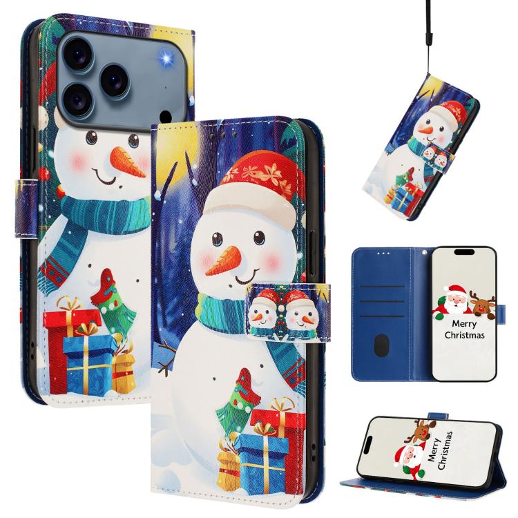 Christmas Series Buckle Leather Phone Case with Hand Strap, For iPhone 17e / 16e, For iPhone 17 Pro Max, For iPhone 17 Pro, For iPhone 17, For iPhone Air, For iPhone 16 Pro Max, For iPhone 16 Pro, For iPhone 16 Plus