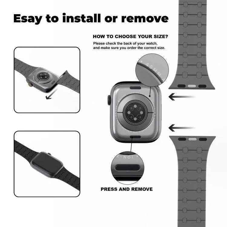 xDfind Contrasting Colors Magnetic Silicone Watch Band, For Apple Watch 42 / 44 / 45 / 46 / 49mm, For Apple Watch 38 / 40 / 41 / S10 42mm