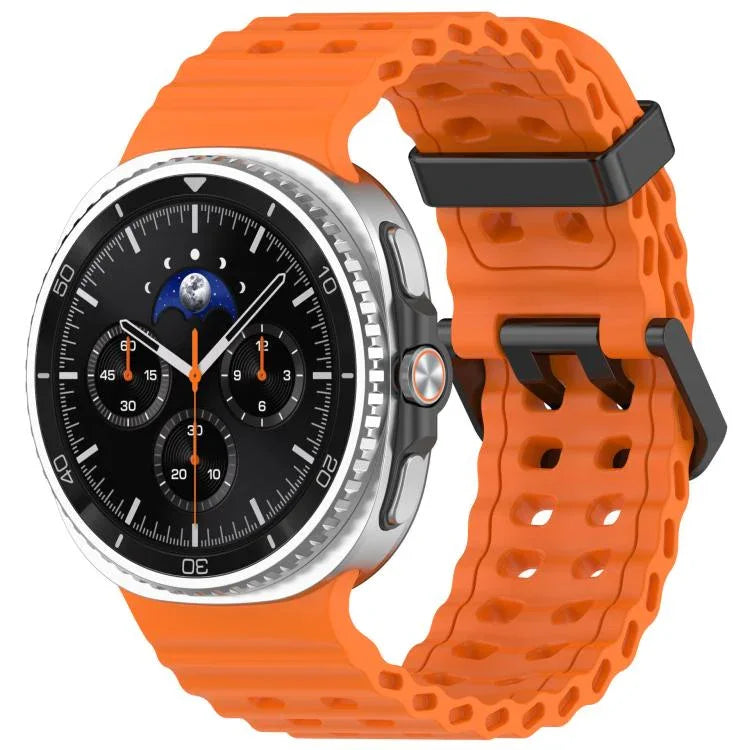 xDfind Black Buckle Ocean Solid Color Dual-row Hole Silicone Watch Band, For Samsung Galaxy Watch8 / 8 Classic