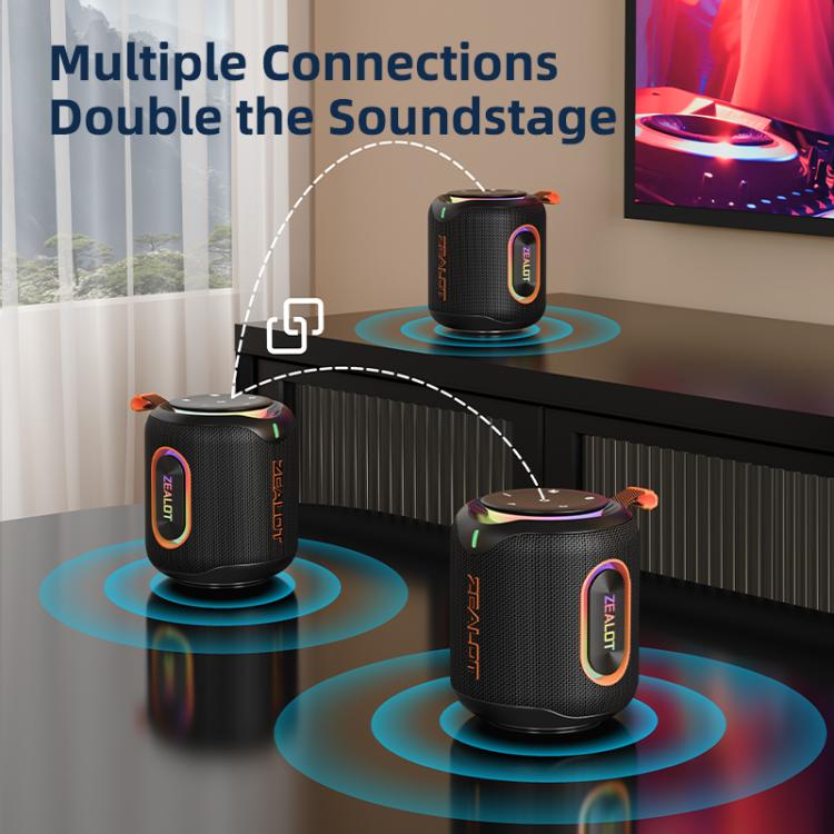 Zealot M1 30W Portable Outdoor IPX6 RGB Stereo Bluetooth Speaker