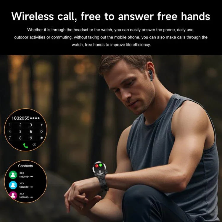 D13 2 in 1 Bluetooth Earphone Smart Call Watch, Support Bluetooth Call / NFC / Health Monitoring, Silicone Strap, 3-Bead Steel Strap, Milanese Steel Strap