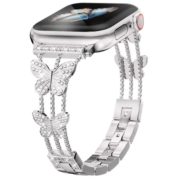 xDfind Butterfly-shaped Diamond Metal Watch Band, For Apple Watch 42 / 44 / 45 / 46 / 49mm, For Apple Watch 38 / 40 / 41 / S10 42mm