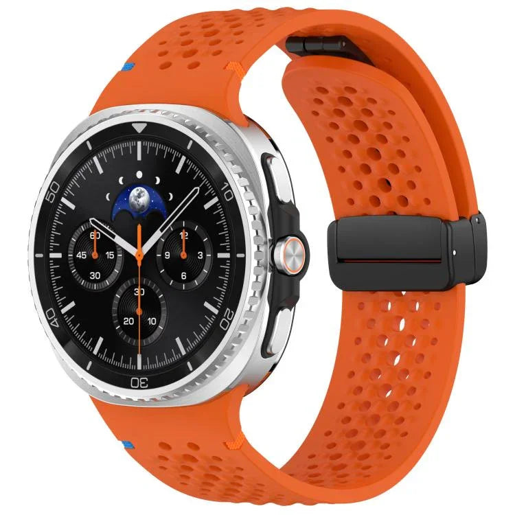xDfind Magnetic Black Buckle Honeycomb Breathable Silicone Watch Band, For Samsung Galaxy Watch8 / Watch8 Classic
