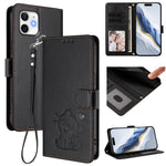 Embossed Heart Cat Leather Phone Case with Hand Strap, For iPhone 11 Pro Max, For iPhone 11, For iPhone 11 Pro, For iPhone X / XS